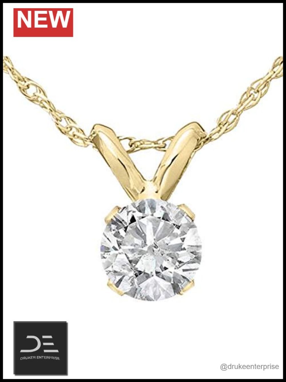 1/3 Ct Diamond Solitaire Pendant Necklace 14k Gold